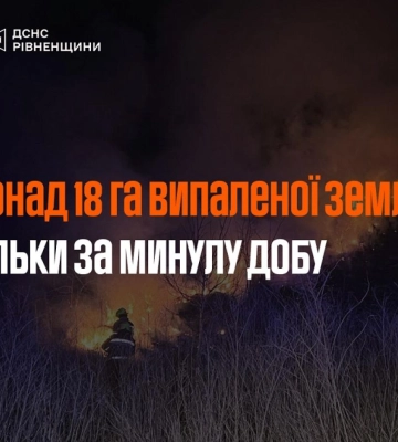 За добу на Рівненщині вогонь знищив понад 18 гектарів