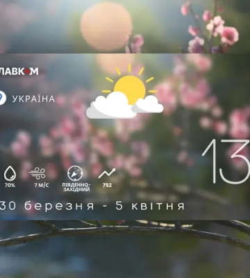 Прогноз погоди на тиждень 30 березня – 5 квітня 2026 року