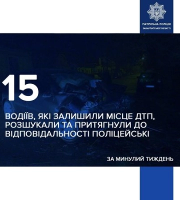 Втеча не врятує: за тиждень на Закарпатті розшукали 15 водіїв, які покинули місце ДТП