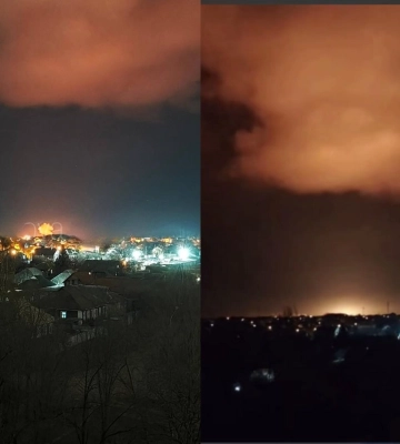 Яркое зарево в небе: на оккупированной Луганщине БпЛА поразили базы ремонта военной техники россиян (фото, видео)