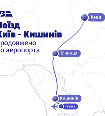 Потягом Укрзалізниці можна буде дістатися з вокзалу Києва в аеропорт Кишинева