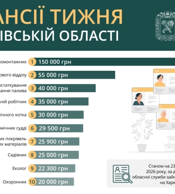 Вакансії на Харківщині із зарплатою понад 20 тисяч гривень