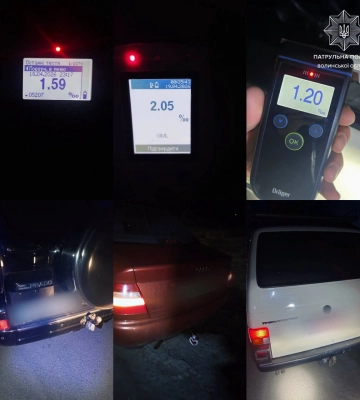 У Луцьку і Ковелі масово ловили п’яних водіїв: 8 випадків за ніч