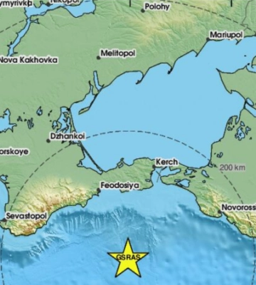 В Черном море на расстоянии более 100 км от побережья Крыма произошло землетрясение – сейсмологи