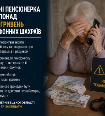 На Буковині пенсіонерка втратила понад 700 тисяч гривень через телефонних шахраїв
