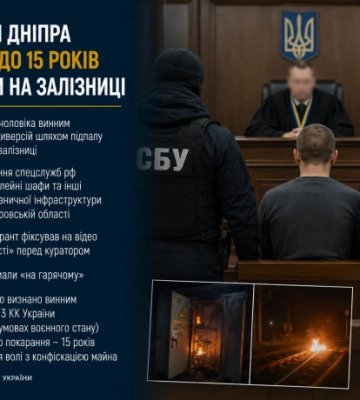Мешканця Дніпра засудили до 15 років за підпали на залізниці
