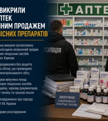 У Харкові викрили мережу аптек із незаконним продажем кодеїновмісних препаратів
