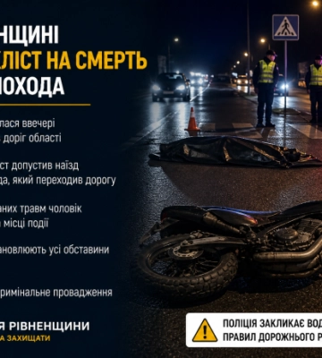 На Рівненщині мотоцикліст на смерть збив пішохода