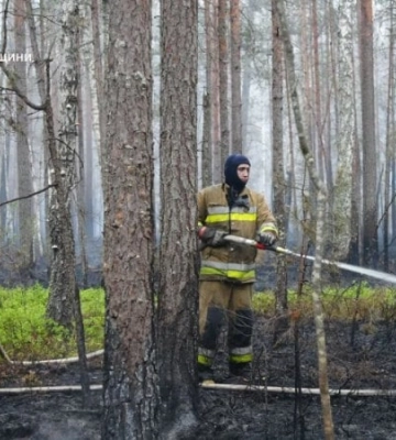 На Житомирщині четверту добу триває гасіння масштабної лісової пожежі