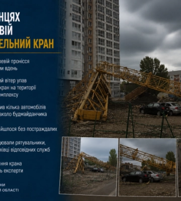 У Розсошенцях через буревій впав будівельний кран