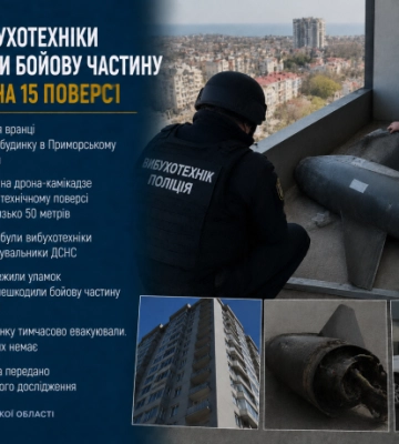 В Одесі поліцейські вилучили ворожий безпілотник, який застряг у стіні багатоповерхівки