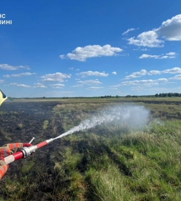 На Камінь-Каширщині майже 7 годин гасили пожежу торфовища 