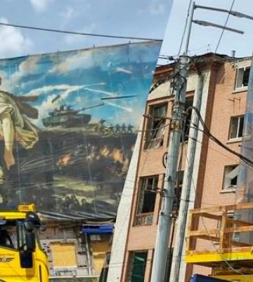 На Лук'янівці після атаки РФ вцілів пророчий банер 