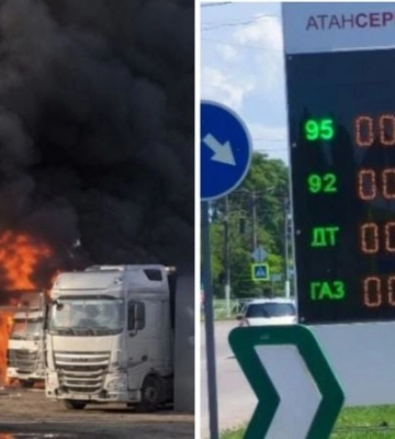 На "сухопутном коридоре" горят грузовики, в Мелитополе готовятся к тотальному дефициту (видео)