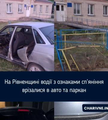 На Рівненщині водії з ознаками сп’яніння врізалися в авто та паркан