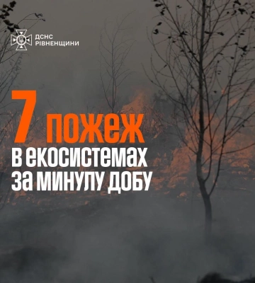 На Рівненщині за добу сталося 7 загорянь сухостою