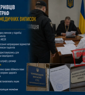 Лікарка з Чернівців отримала штраф за підробку довідок для МСЕК