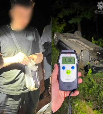 У Костополі п’яний водій утікав від патрульних і перекинувся