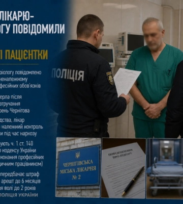 У Чернігові лікарю-анестезіологу повідомили про підозру після смерті пацієнтки