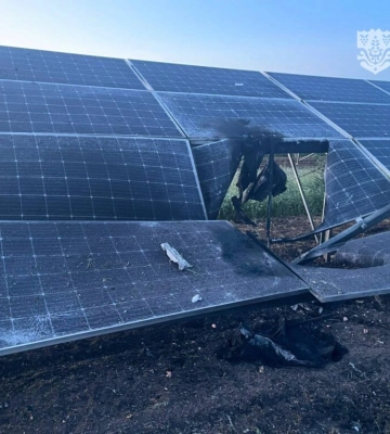 На півдні Одещини 1 червня ворожими ударними БпЛА пошкоджені сонячні панелі
