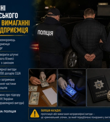 На Львівщині експоліцейського викрили на вимаганні грошей у підприємця