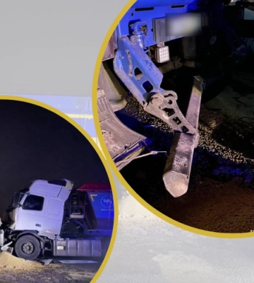 На Закарпатті зіштовхнулися дві вантажівки Volvo: одному з водіїв стало зле (ФОТО)