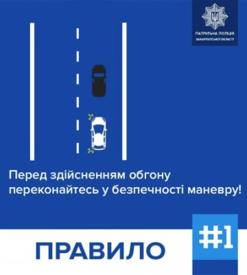 Патрульні Закарпаття звертатимуть особливу увагу на дотримання водіями правил обгону