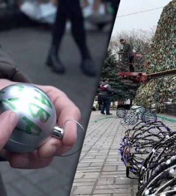 У Миколаєві пам&#039;ятник святого Миколая перетворили на «новорічну ялинку»