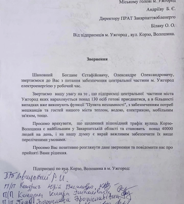 Підприємці Ужгорода просять змінити Графік подачі електроенергії Підприємці Ужгорода просять змінити Графік подачі електроенергії
