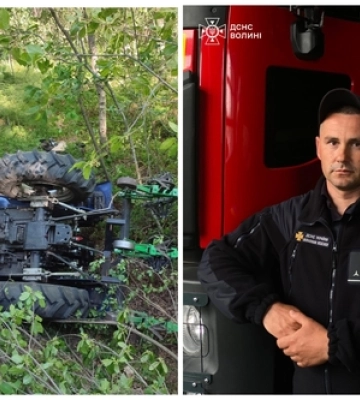 Герой у позаслужбовий час: ковельський рятувальник деблокував чоловіка з-під перекинутого трактора 