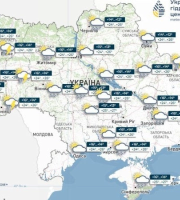 В п'ятницю в Україні прогріється до +27°, місцями невеликі дощі