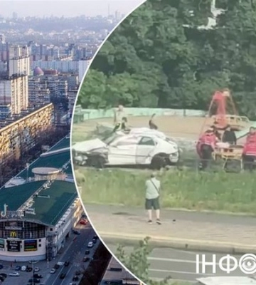 На столичный Оболоні Mercedes на шаленій швидкості, з перекиданнями вилетів до дитячого майданчика (ВІДЕО)