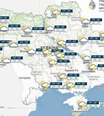 Гідрометцентр: у вівторок в Україні прогріється до +28°, місцями короткочасні дощі