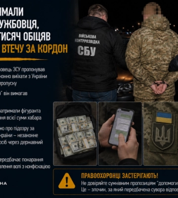 У Києві затримали військовослужбовця, який за $10 тисяч обіцяв організувати втечу за кордон