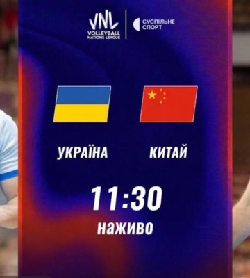 Пряма трансляція матчу чоловічої Ліги націй з волейболу Україна — Китай