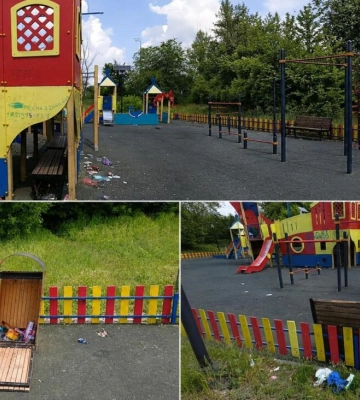 У соцмережах показали фото дитячого майданчика в Макіївці, який перетворився на сміттєзвалище