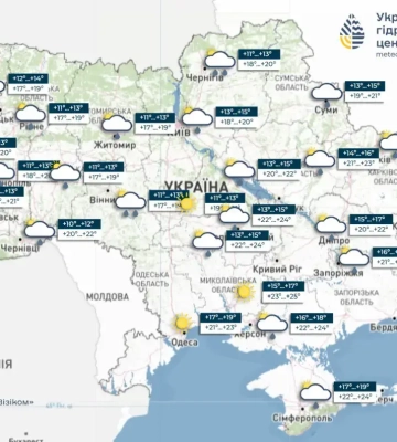 Кратковременные дожди будут идти по всей Украине в ближайшие дни, в среду станет теплее