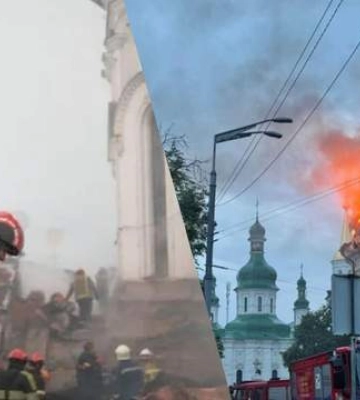 Палаючий Київ з висоти пташиного польоту: рятувальники показали відео