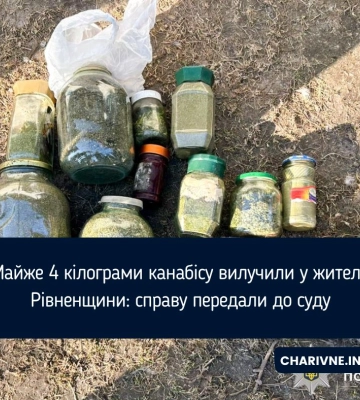 Майже 4 кілограми канабісу вилучили у жителя Рівненщини: справу передали до суду