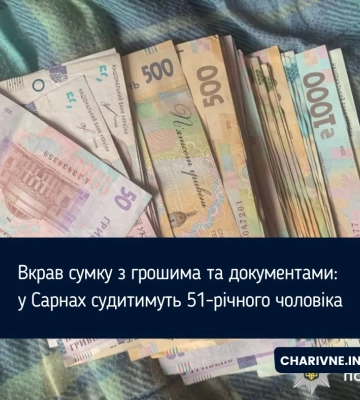 Вкрав сумку з грошима та документами: у Сарнах судитимуть 51-річного чоловіка