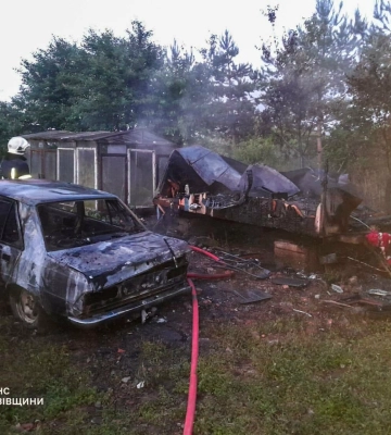 На Львівщині горіли вулик та автомобіль: рятувальники не допустили поширення вогню на трактор, - ФОТО