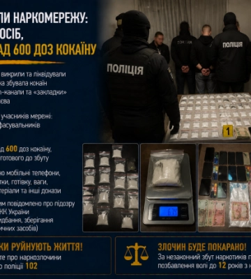 У Києві викрили наркомережу: затримано 13 осіб, вилучено понад 600 доз кокаїну