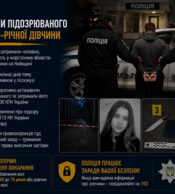 На Київщині заарештували підозрюваного у вбивстві 17-річної дівчини