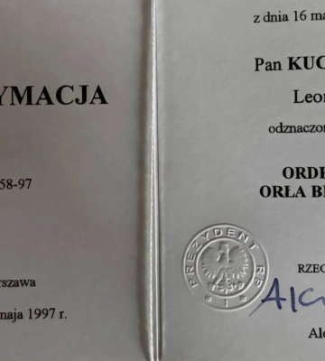 Кучма отказывается от ордена Белого Орла
