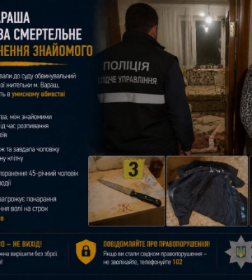 Жительку Вараша судитимуть за смертельне ножове поранення знайомого
