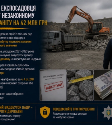 На Черкащині експосадовця підозрюють у незаконному видобутку граніту на 42 млн грн