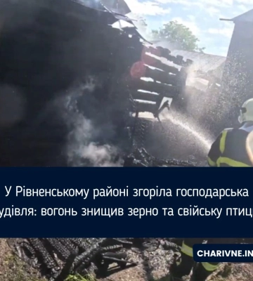 У Рівненському районі згоріла господарська будівля: вогонь знищив зерно та свійську птицю