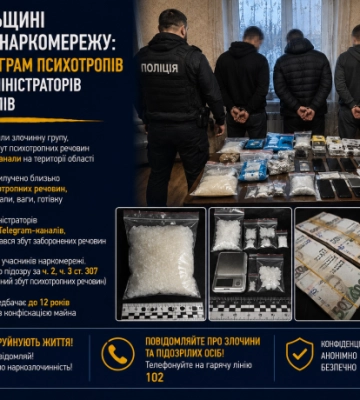 На Тернопільщині ліквідували наркомережу: вилучили кілограм психотропів та викрили адміністраторів Telegram-каналів