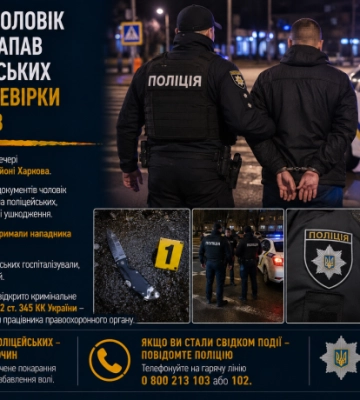 Подробиці нападу на поліцейських у Харкові: зловмисника затримано, двоє правоохоронців отримали ушкодження