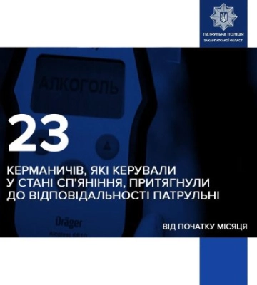 Штраф до 51 тисячі та конфіскація авто: на Закарпатті за місяць спіймали 23 нетверезих водіїв